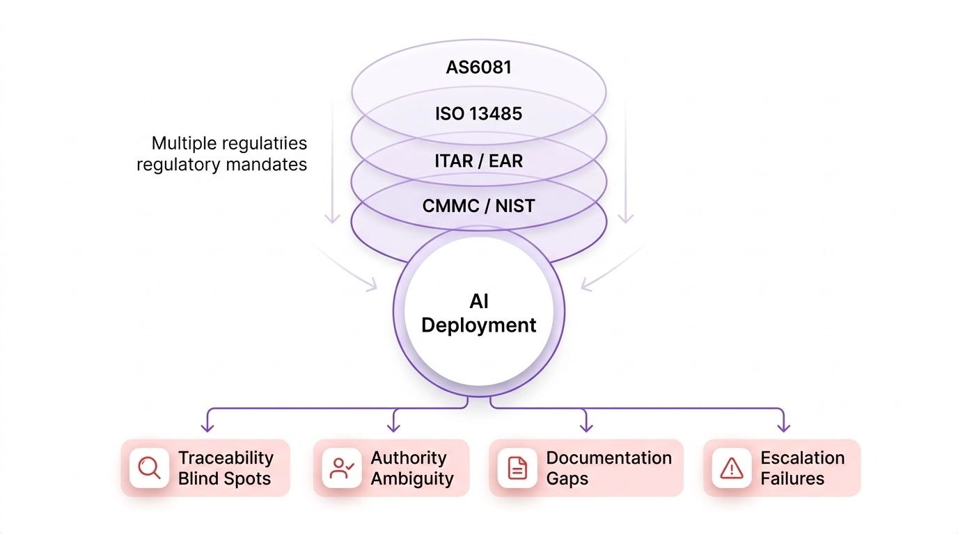 Regulatory mandates that AI deployments must be structurally designed to satisfy — not just documented against.