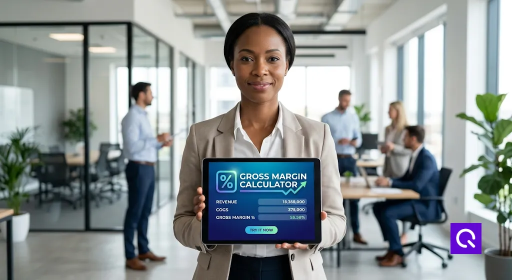 Gross margin calculator showing revenue and cost inputs with instant results
